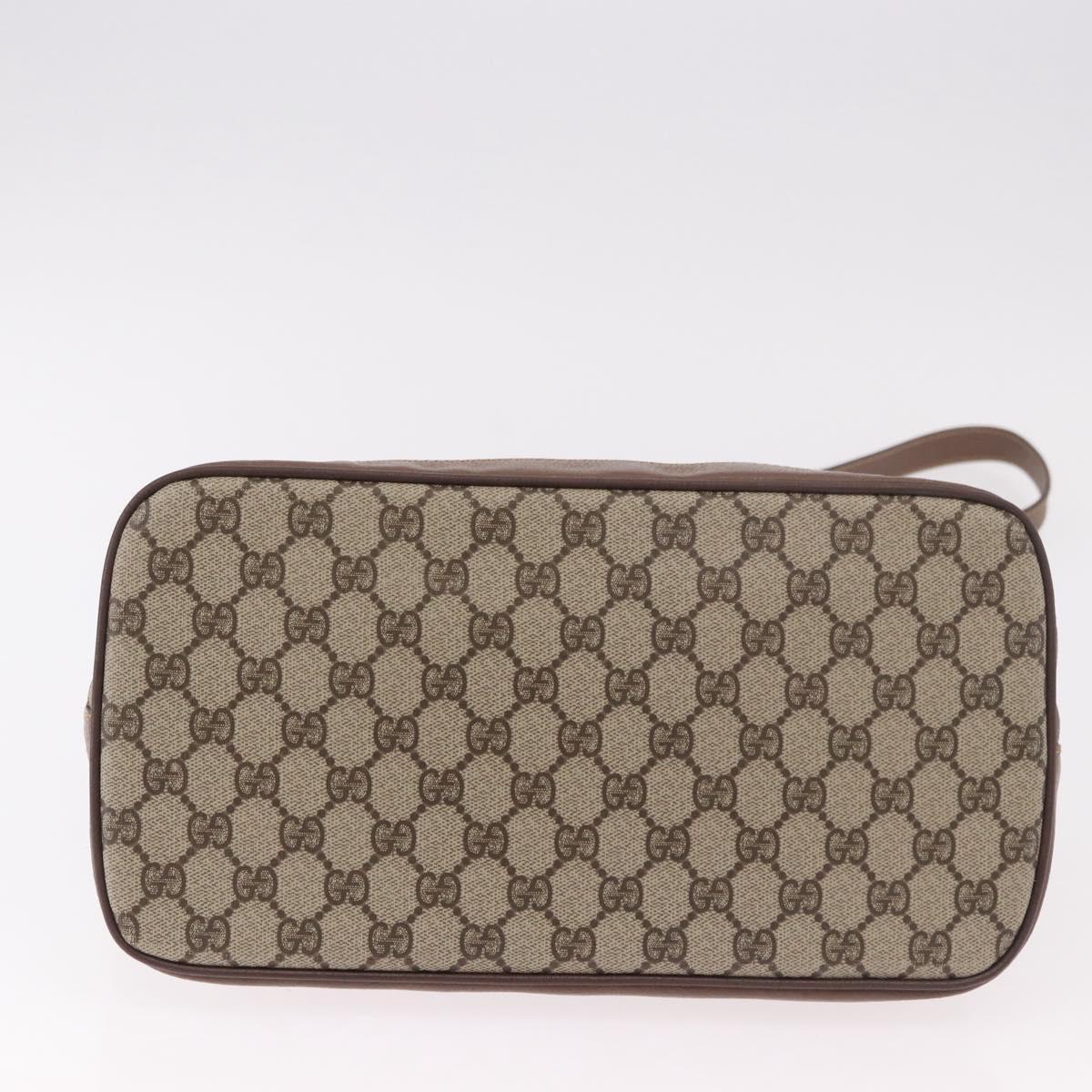 GUCCI GG Supreme Hand Bag PVC 2way Beige Gold Auth 188416