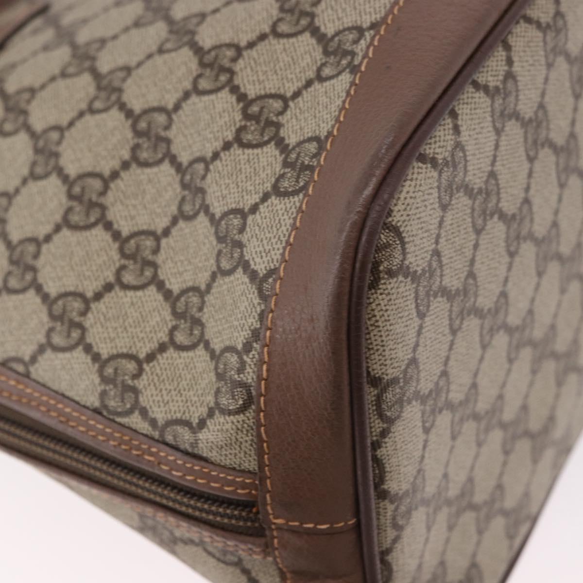 GUCCI GG Supreme Hand Bag PVC 2way Beige Gold Auth 188416