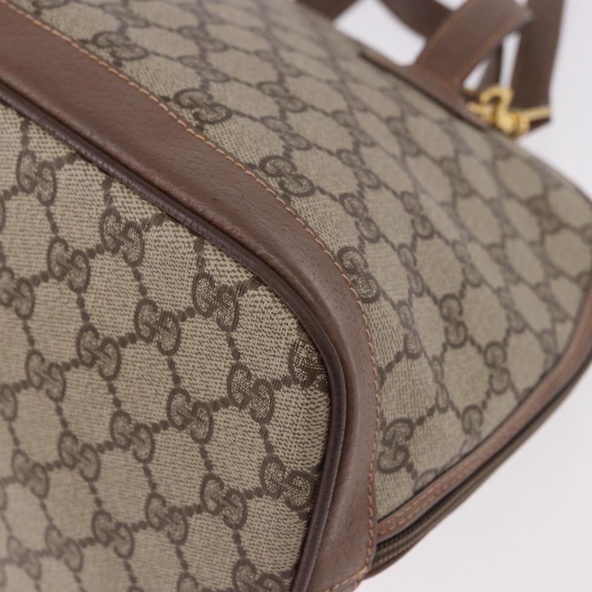 GUCCI GG Supreme Hand Bag PVC 2way Beige Gold Auth 188416
