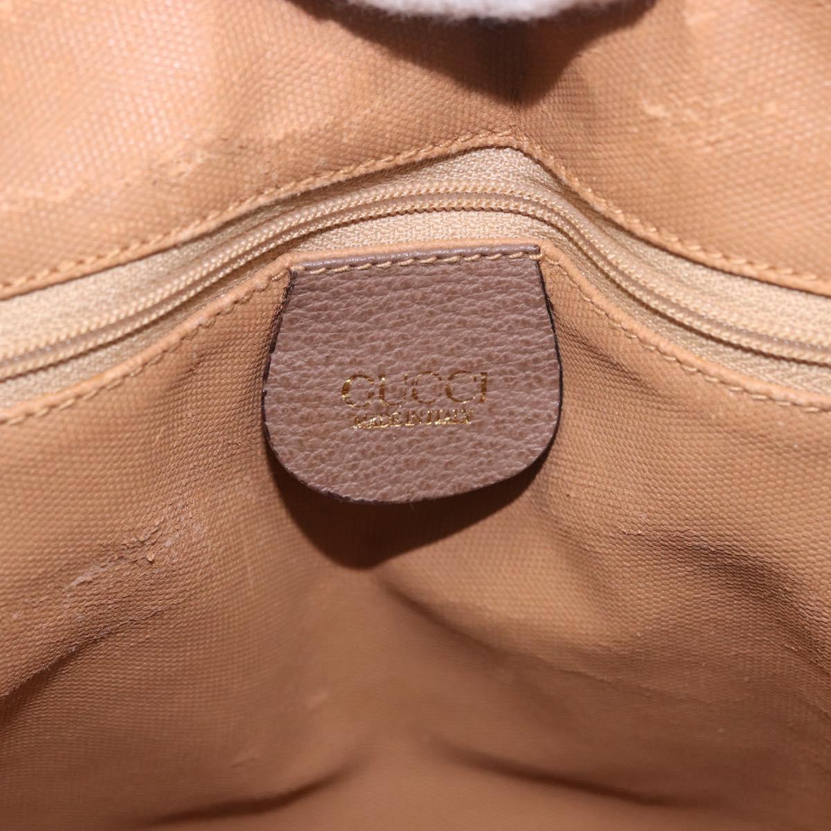GUCCI GG Supreme Hand Bag PVC 2way Beige Gold Auth 188416
