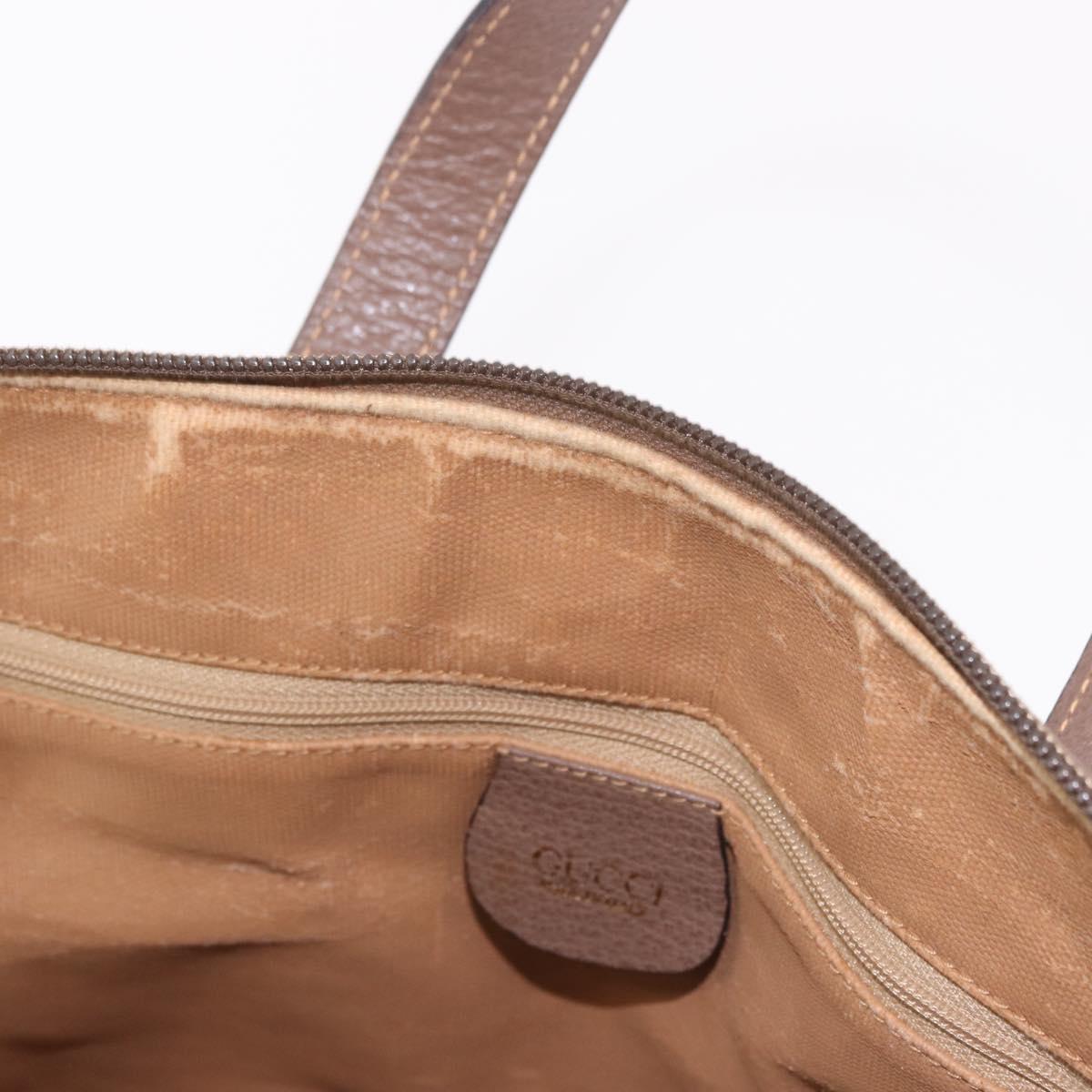 GUCCI GG Supreme Hand Bag PVC 2way Beige Gold Auth 188416