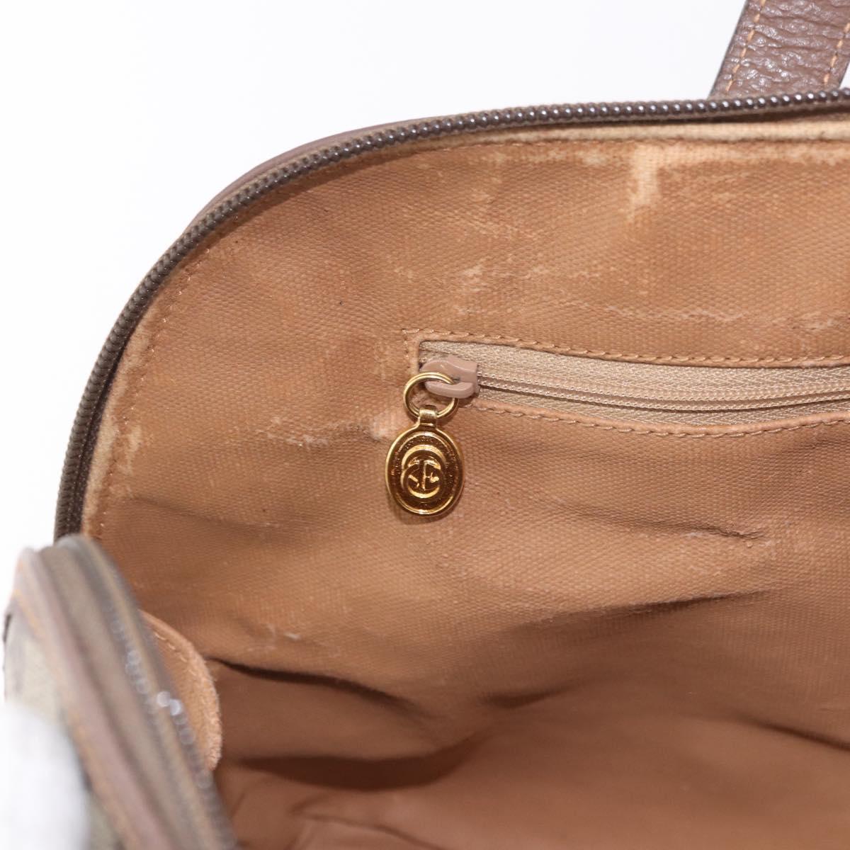 GUCCI GG Supreme Hand Bag PVC 2way Beige Gold Auth 188416