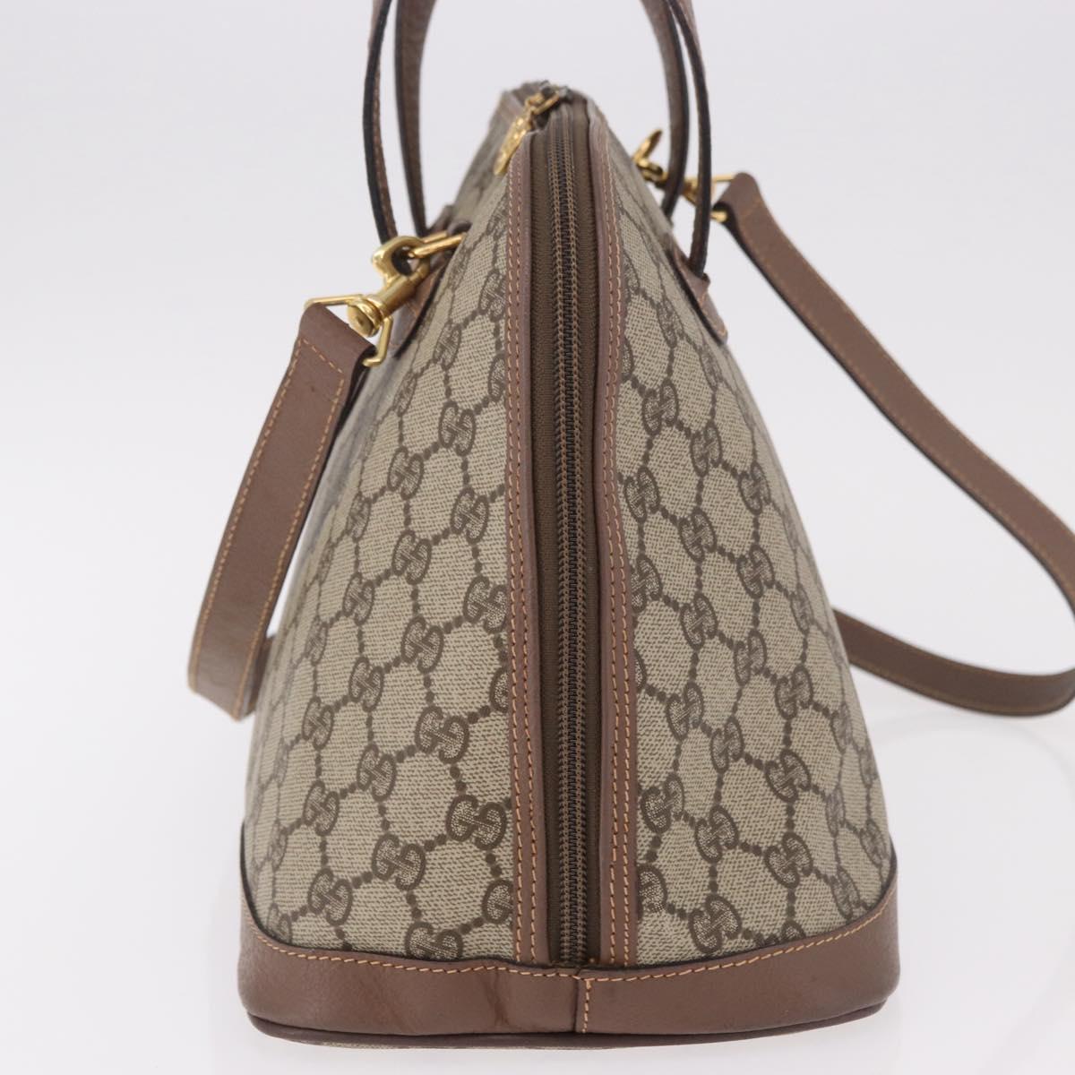 GUCCI GG Supreme Hand Bag PVC 2way Beige Gold Auth 188416