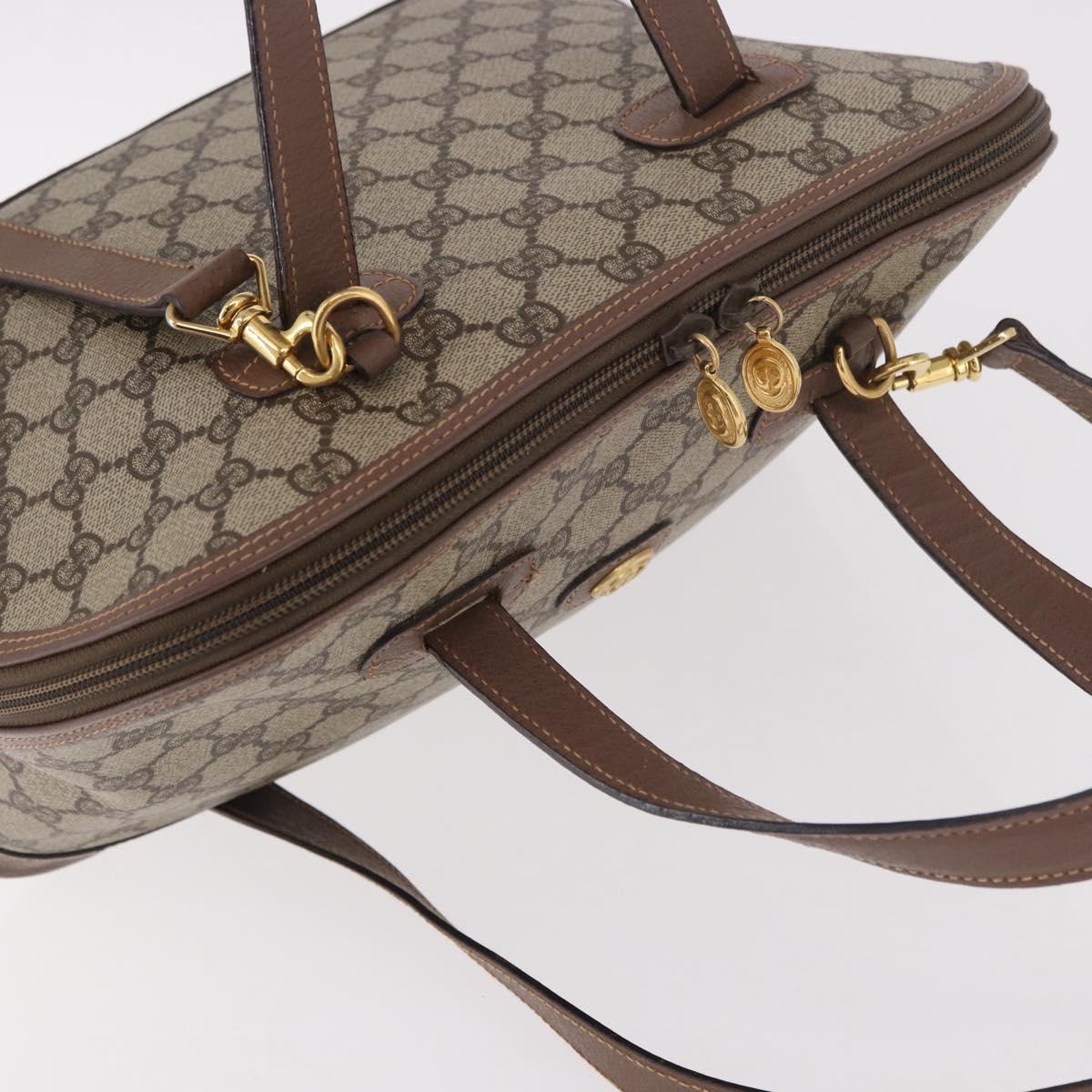 GUCCI GG Supreme Hand Bag PVC 2way Beige Gold Auth 188416