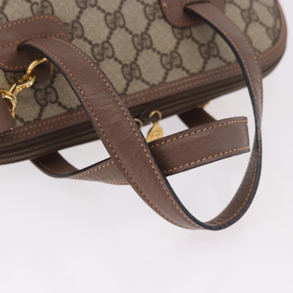 GUCCI GG Supreme Hand Bag PVC 2way Beige Gold Auth 188416
