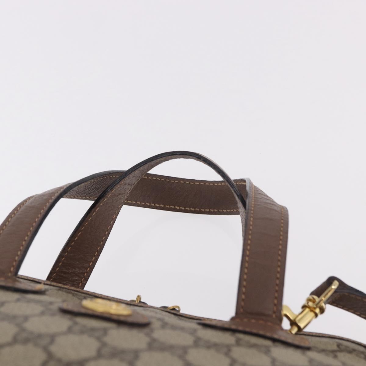 GUCCI GG Supreme Hand Bag PVC 2way Beige Gold Auth 188416