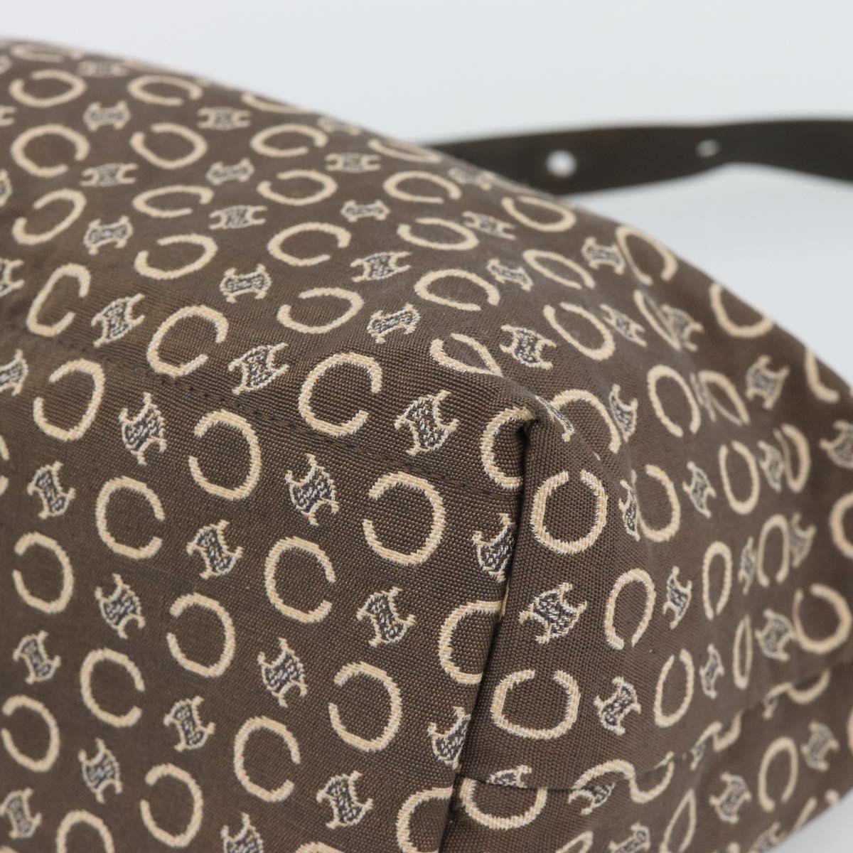 CELINE C Macadam Canvas Hand Bag Brown Gold Auth 188423