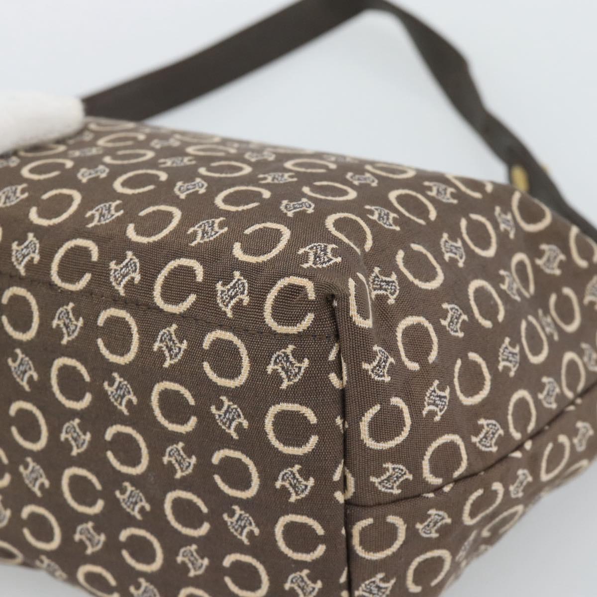 CELINE C Macadam Canvas Hand Bag Brown Gold Auth 188423