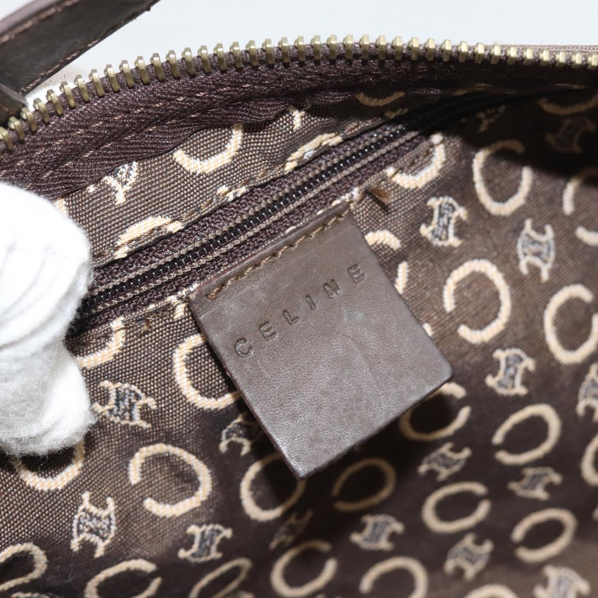 CELINE C Macadam Canvas Hand Bag Brown Gold Auth 188423