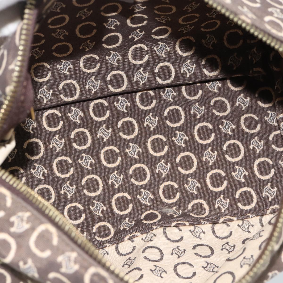 CELINE C Macadam Canvas Hand Bag Brown Gold Auth 188423