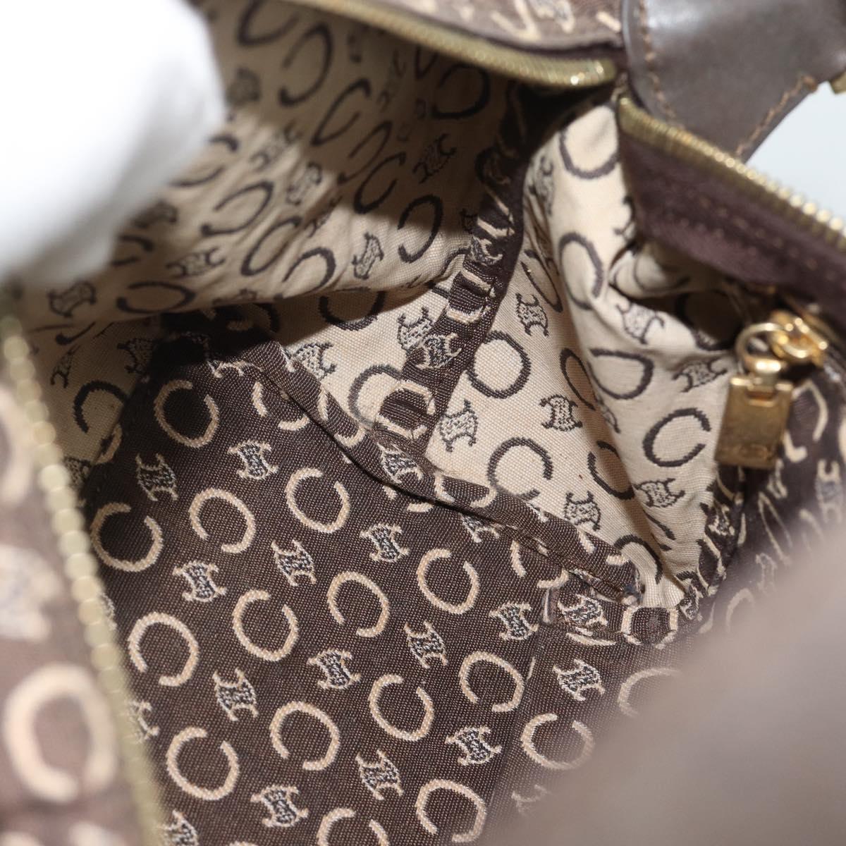 CELINE C Macadam Canvas Hand Bag Brown Gold Auth 188423