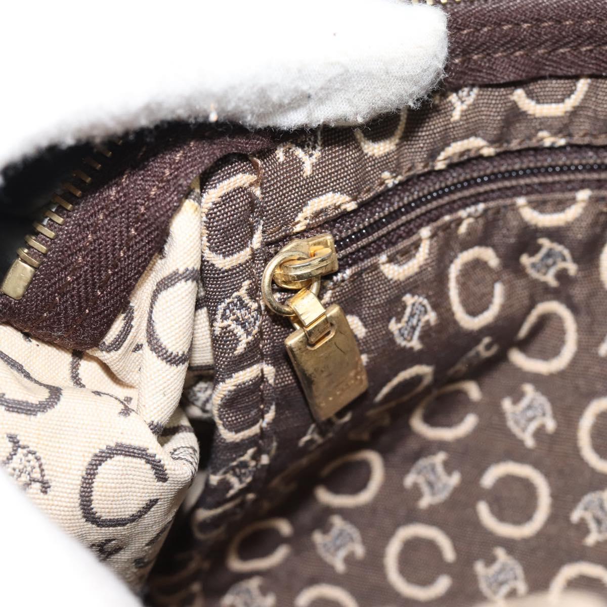 CELINE C Macadam Canvas Hand Bag Brown Gold Auth 188423