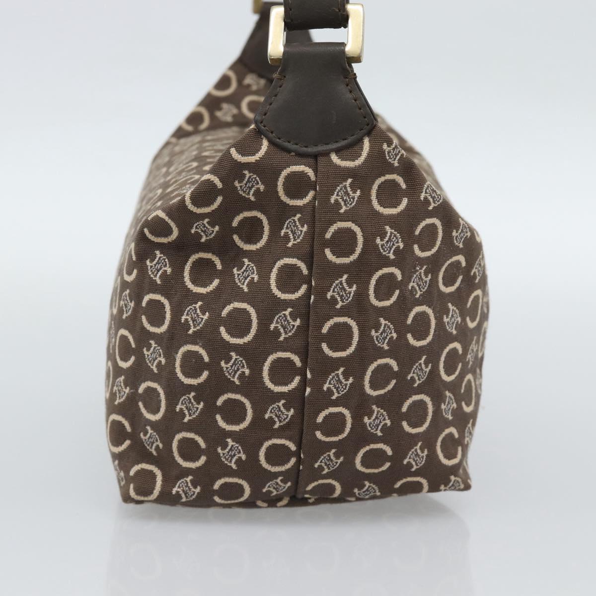 CELINE C Macadam Canvas Hand Bag Brown Gold Auth 188423
