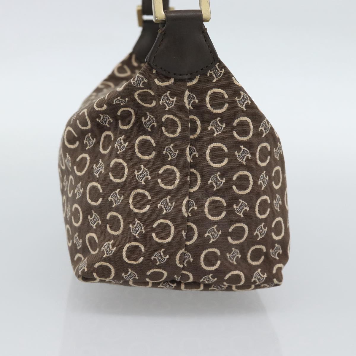 CELINE C Macadam Canvas Hand Bag Brown Gold Auth 188423