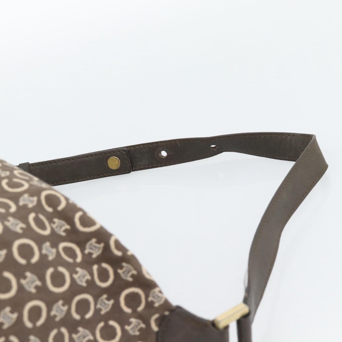 CELINE C Macadam Canvas Hand Bag Brown Gold Auth 188423