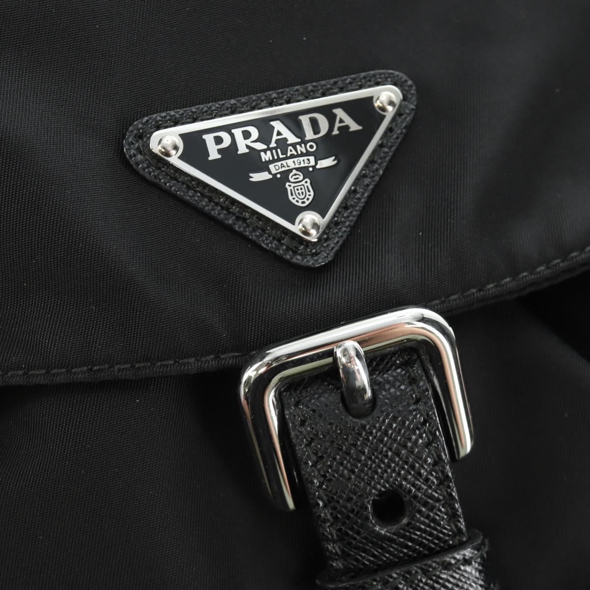 PRADA Backpack Nylon Black Silver 1BZ005 Auth 188429SAV