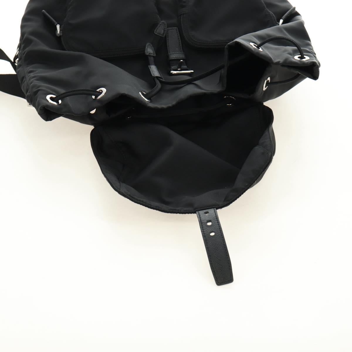 PRADA Backpack Nylon Black Silver 1BZ005 Auth 188429SAV