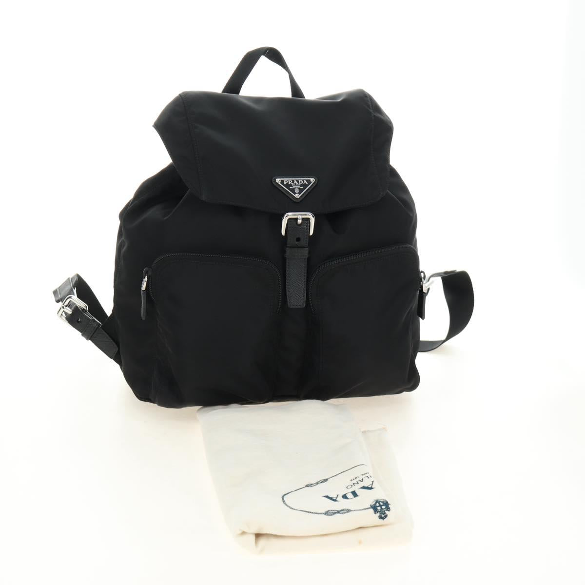 PRADA Backpack Nylon Black Silver 1BZ005 Auth 188429SAV