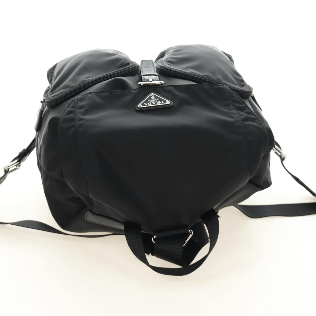 PRADA Backpack Nylon Black Silver 1BZ005 Auth 188429SAV