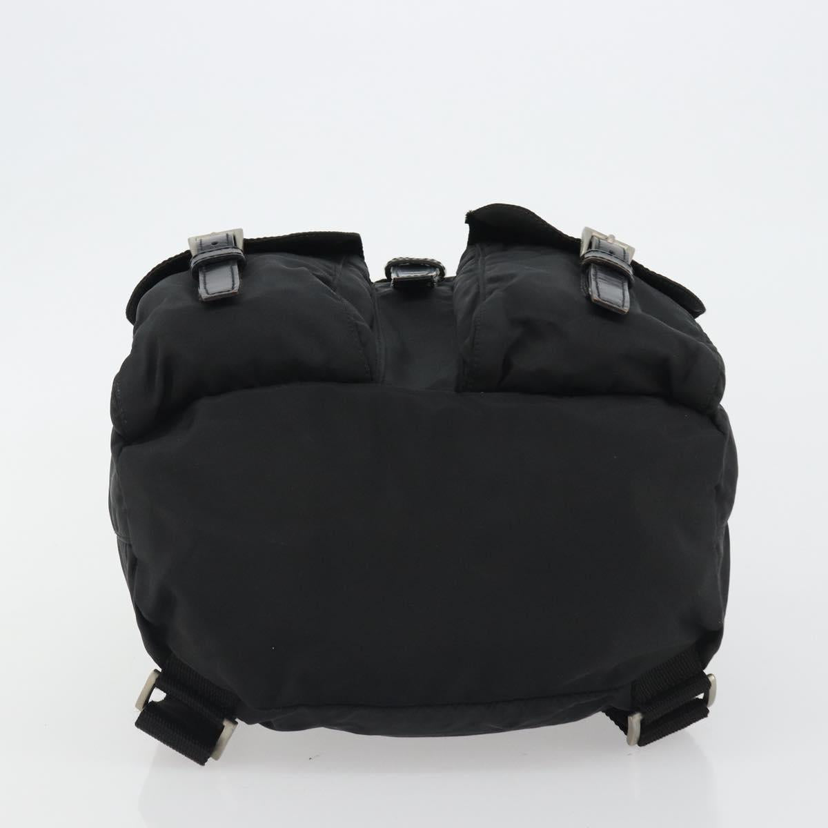 PRADA Backpack Nylon Black Silver Auth 188430