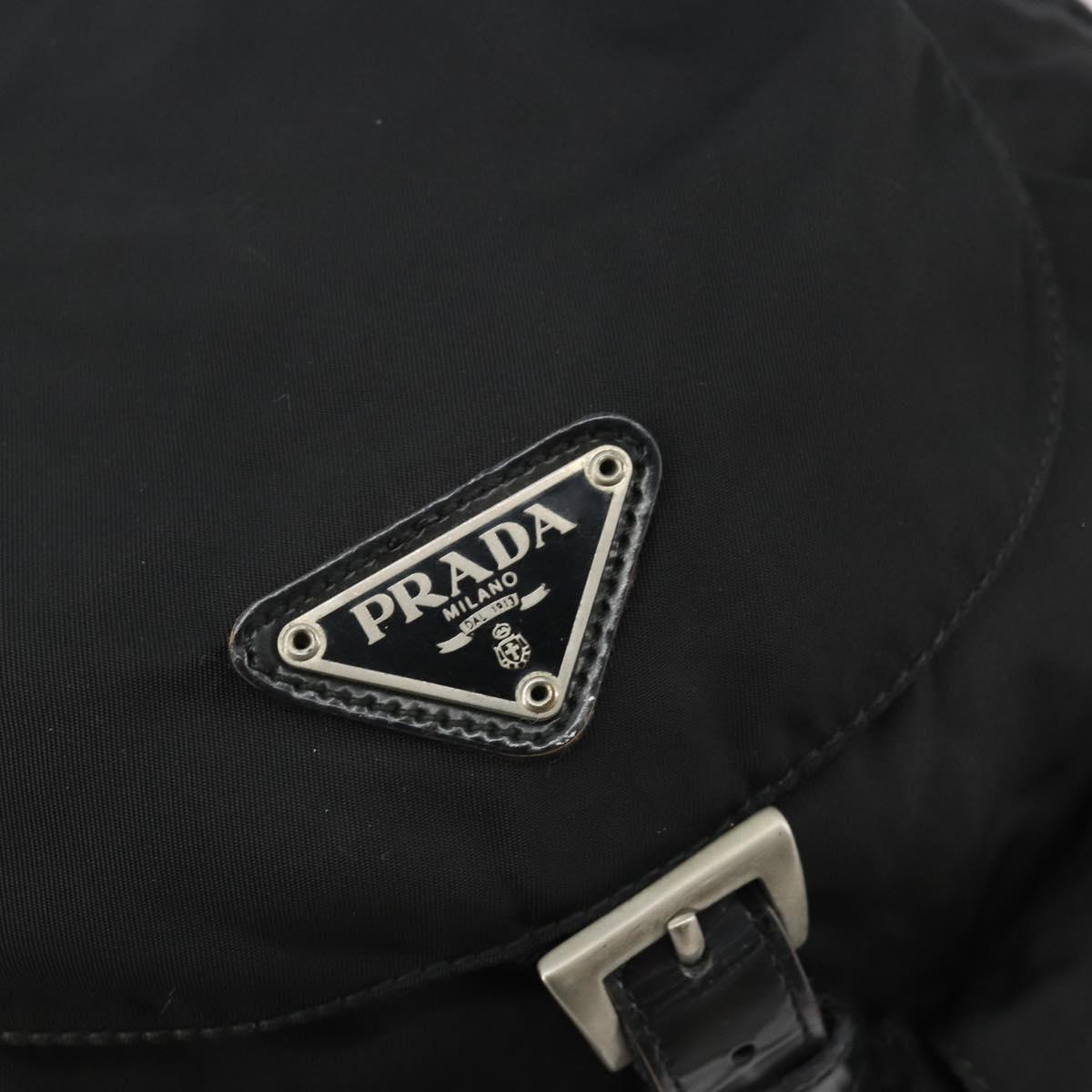 PRADA Backpack Nylon Black Silver Auth 188430