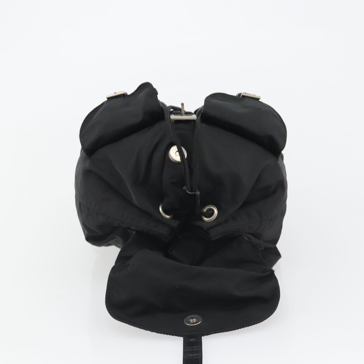 PRADA Backpack Nylon Black Silver Auth 188430