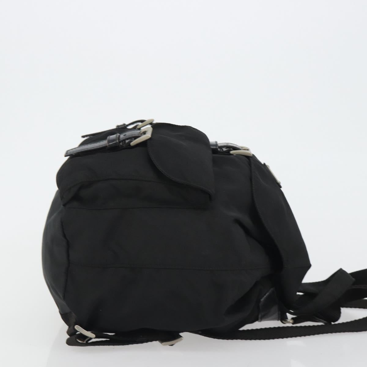 PRADA Backpack Nylon Black Silver Auth 188430