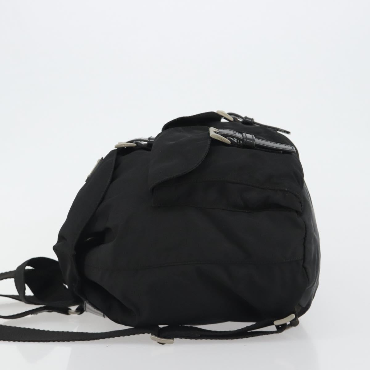 PRADA Backpack Nylon Black Silver Auth 188430
