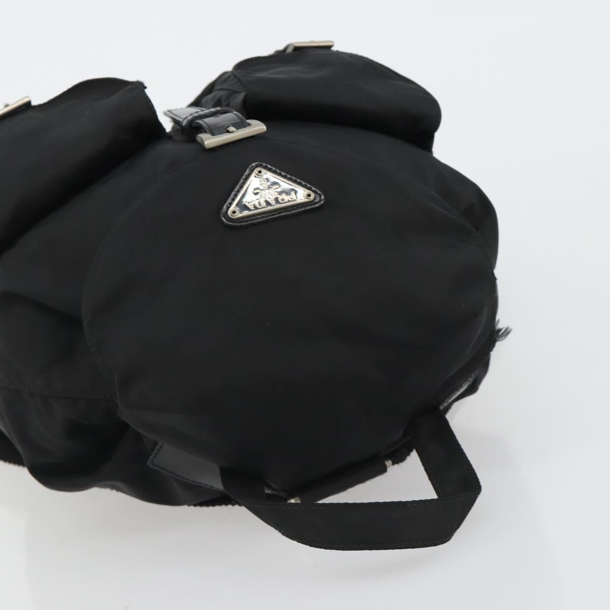 PRADA Backpack Nylon Black Silver Auth 188430