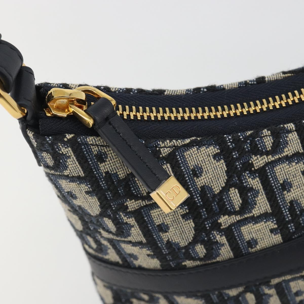 Christian Dior Oblique 30 Montaigne Hobo Mini Bag Navy Gold Auth 188432SAM