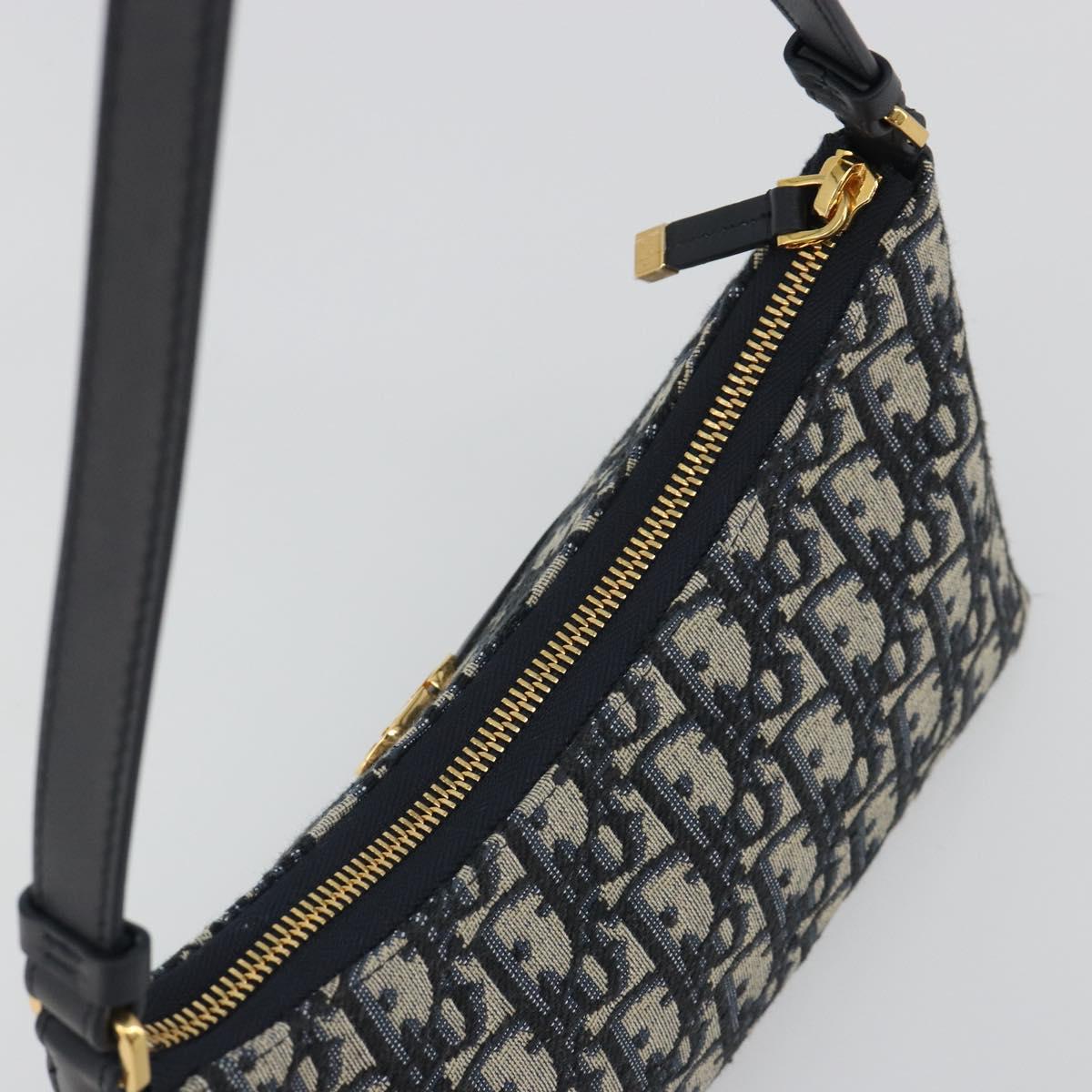 Christian Dior Oblique 30 Montaigne Hobo Mini Bag Navy Gold Auth 188432SAM
