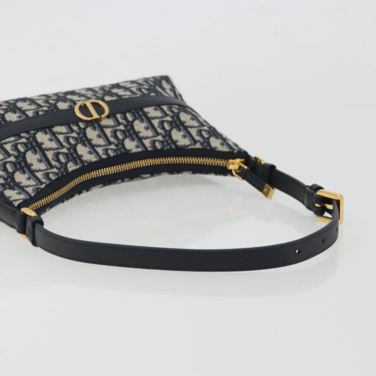 Christian Dior Oblique 30 Montaigne Hobo Mini Bag Navy Gold Auth 188432SAM