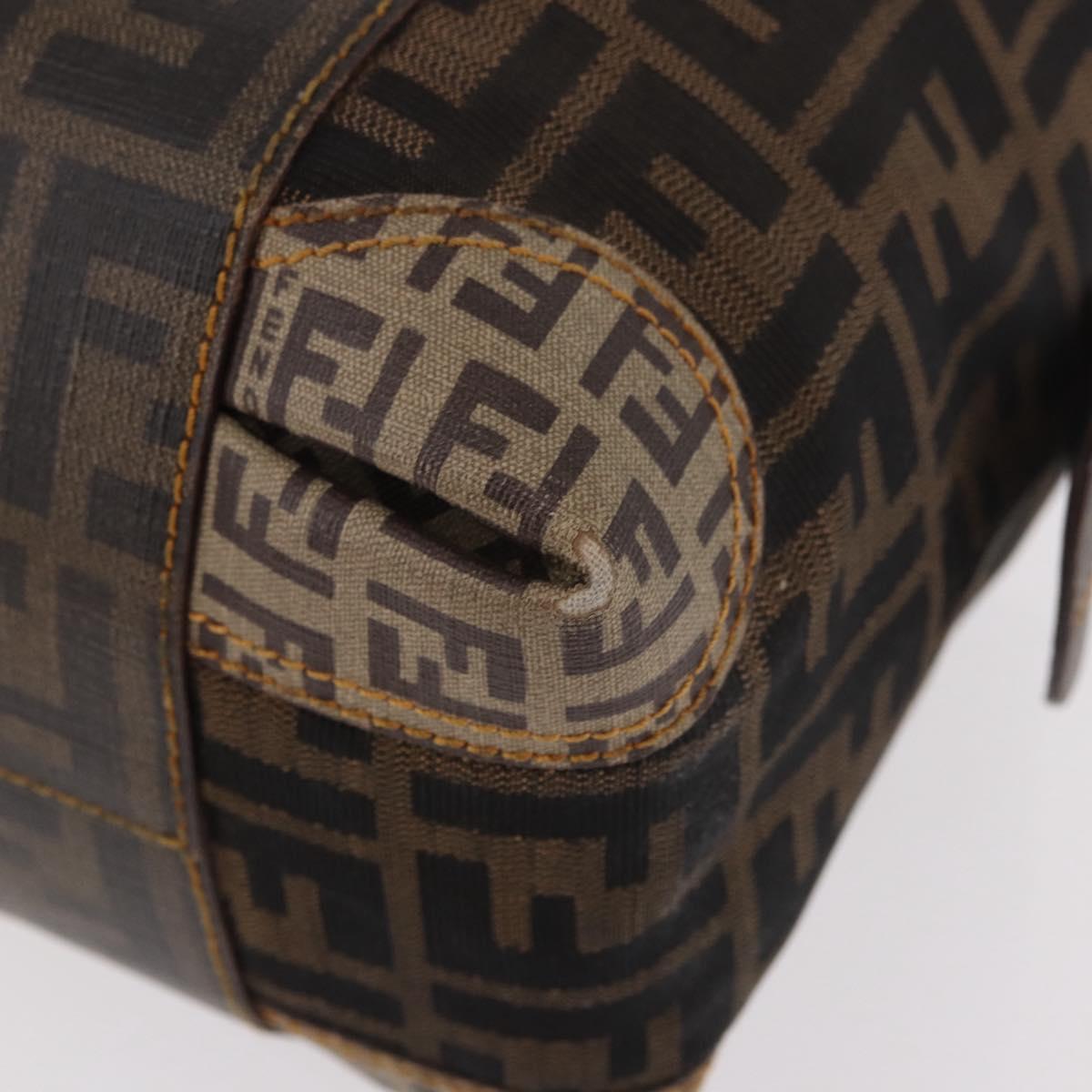 FENDI Zucca Canvas Boston Bag Black Brown Auth 188433