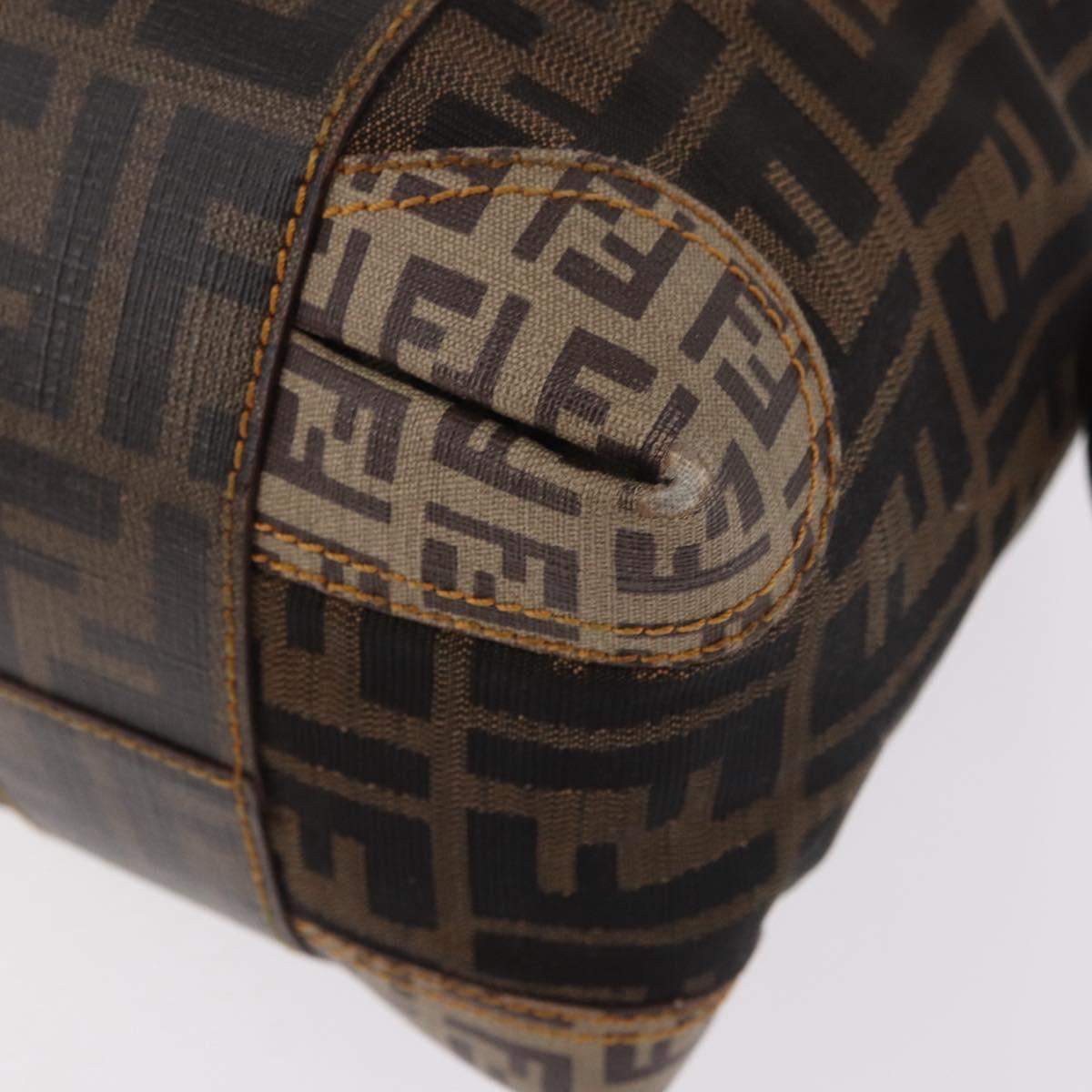 FENDI Zucca Canvas Boston Bag Black Brown Auth 188433