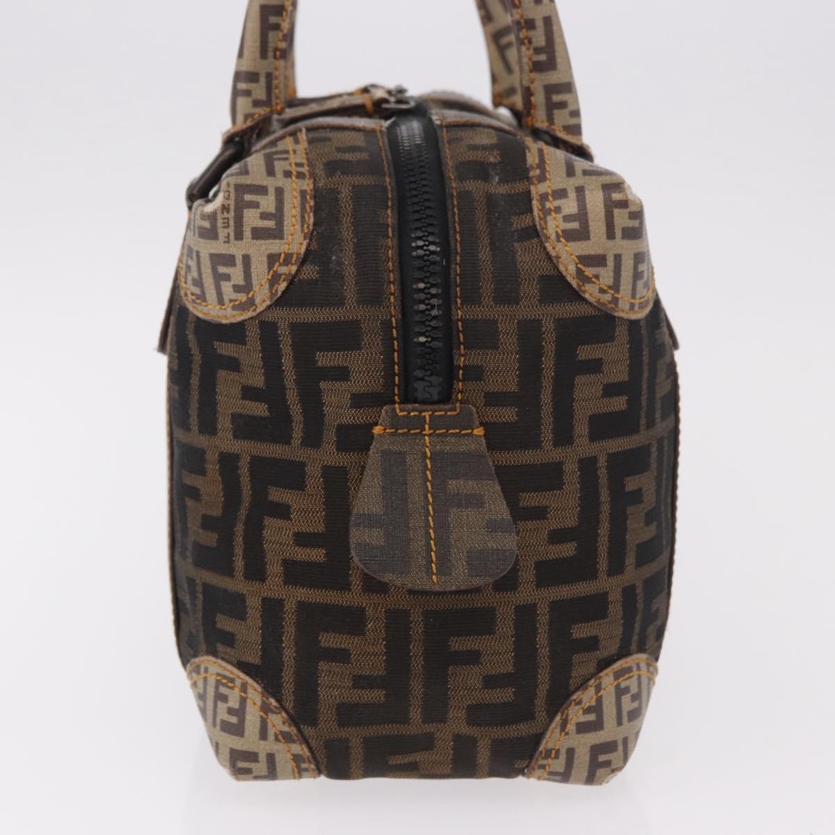 FENDI Zucca Canvas Boston Bag Black Brown Auth 188433