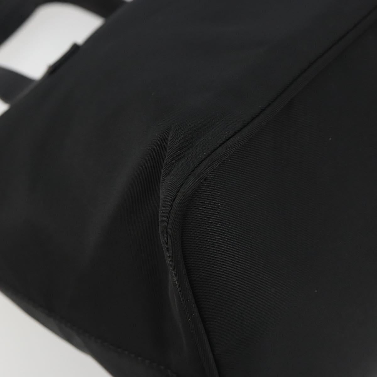 PRADA Hand Bag Nylon Black Silver Auth 188434