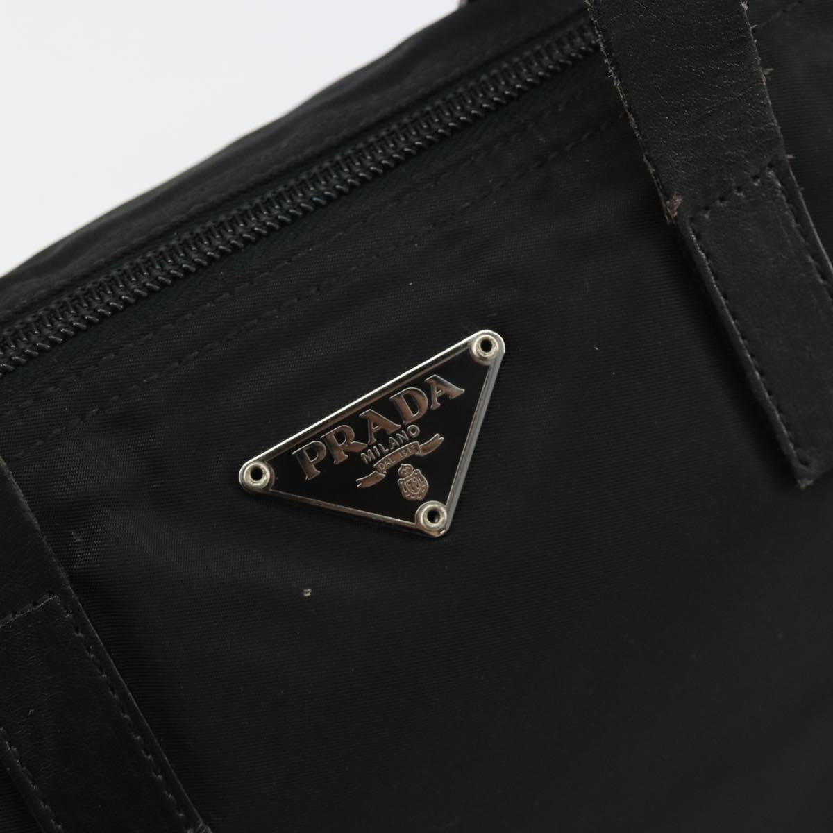 PRADA Hand Bag Nylon Black Silver Auth 188434