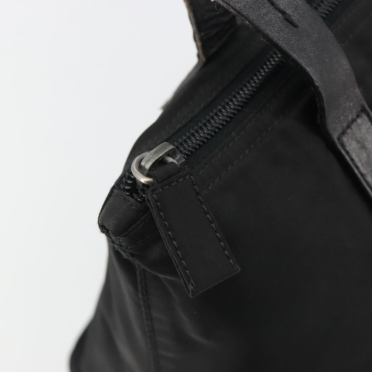 PRADA Hand Bag Nylon Black Silver Auth 188434
