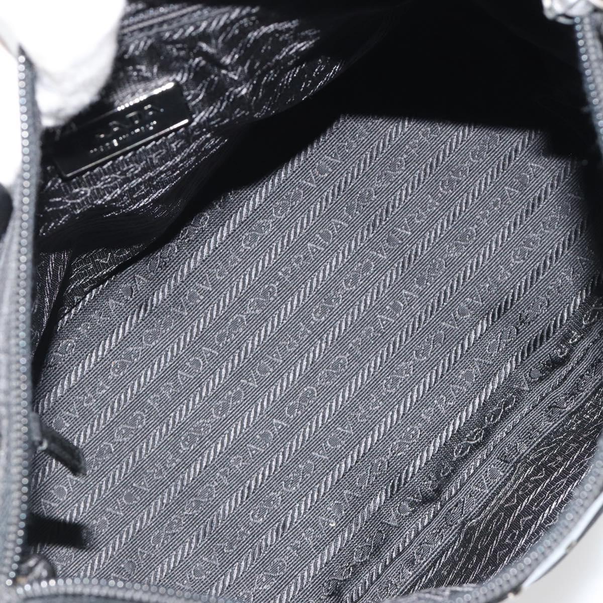 PRADA Hand Bag Nylon Black Silver Auth 188434