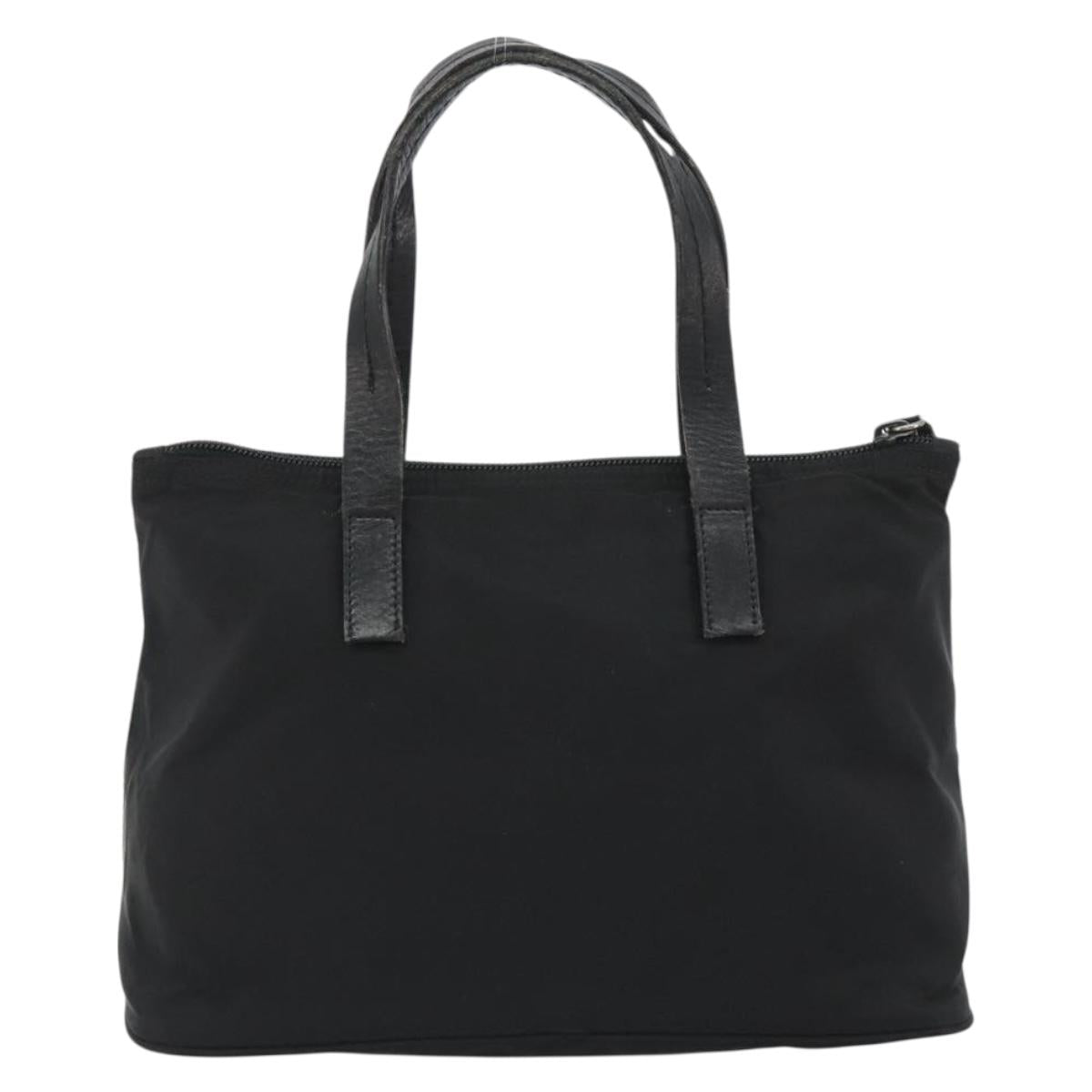 PRADA Hand Bag Nylon Black Silver Auth 188434