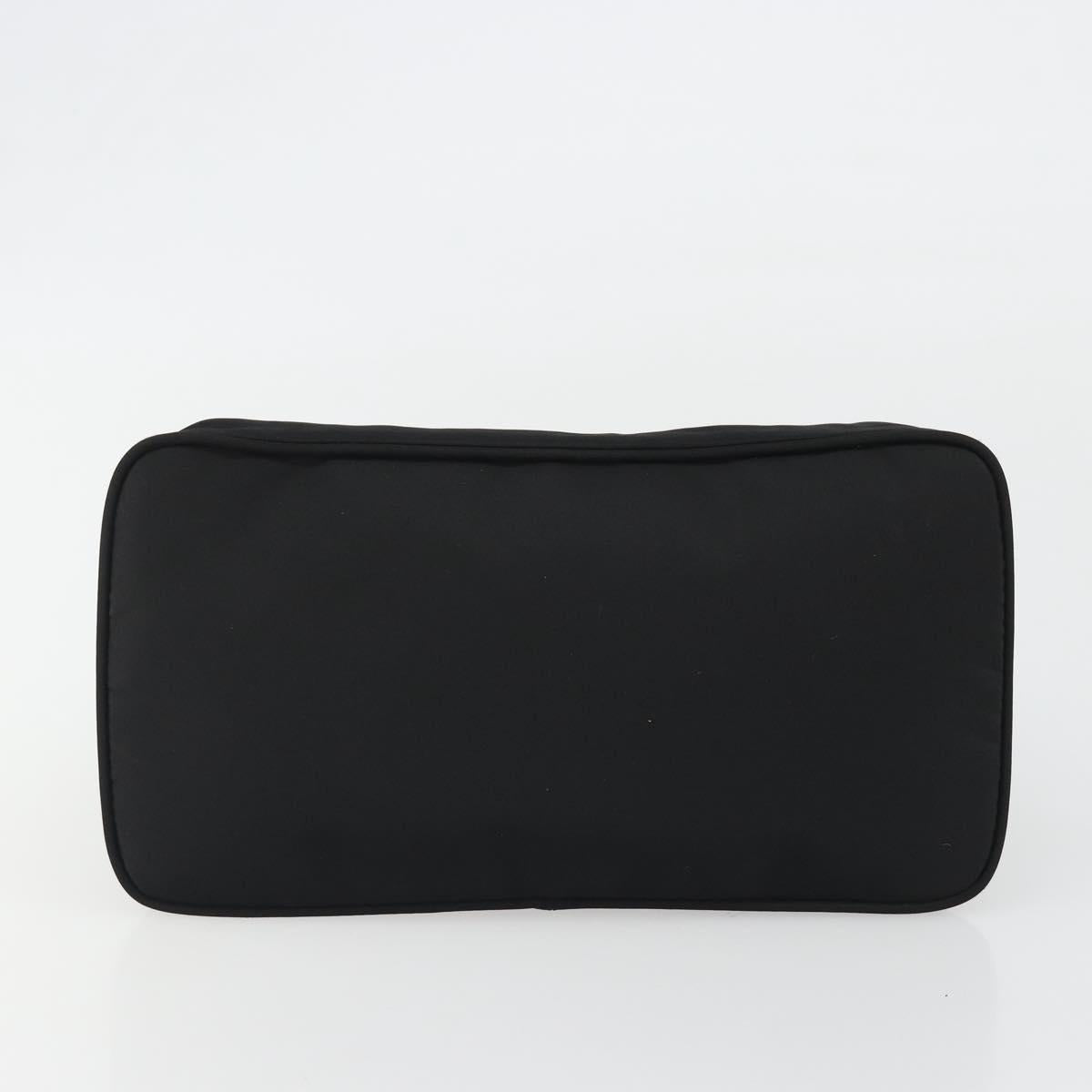 PRADA Hand Bag Nylon Black Silver Auth 188434