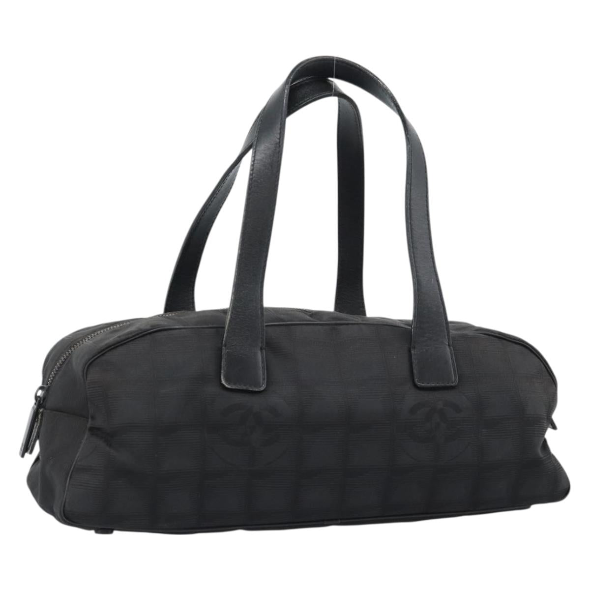 CHANEL New Travel Line Hand Bag Nylon Black CC Auth 188435