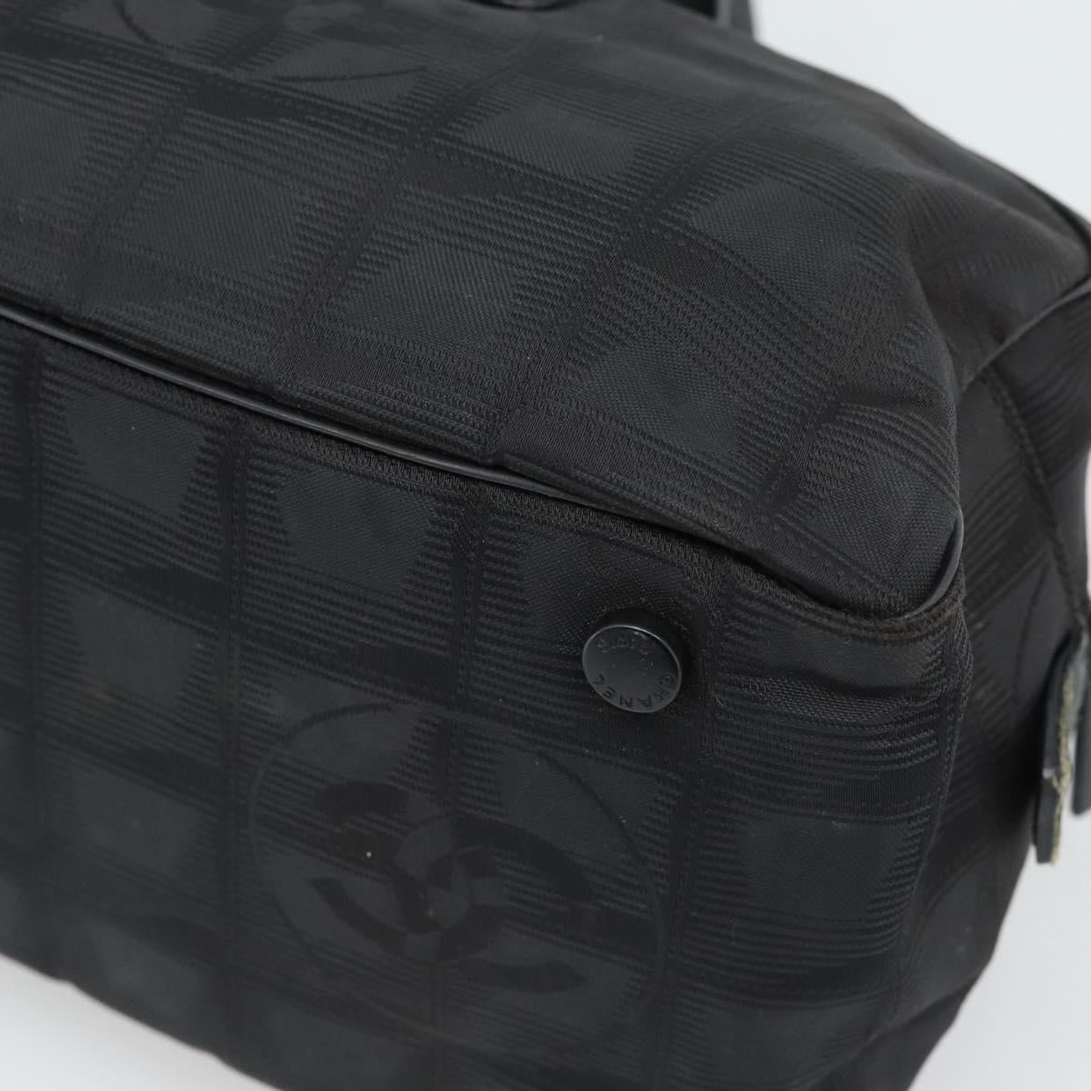 CHANEL New Travel Line Hand Bag Nylon Black CC Auth 188435