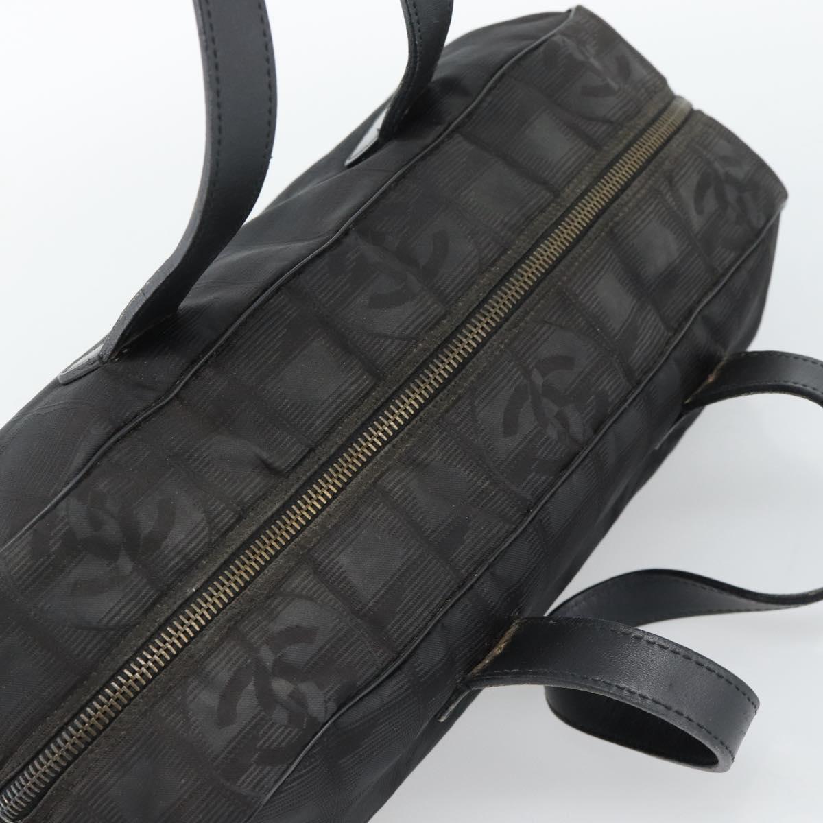 CHANEL New Travel Line Hand Bag Nylon Black CC Auth 188435