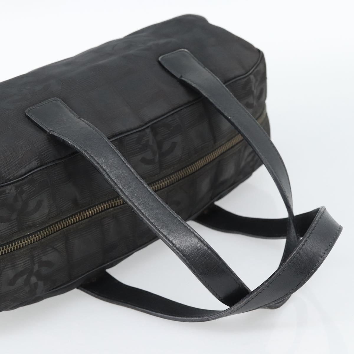 CHANEL New Travel Line Hand Bag Nylon Black CC Auth 188435