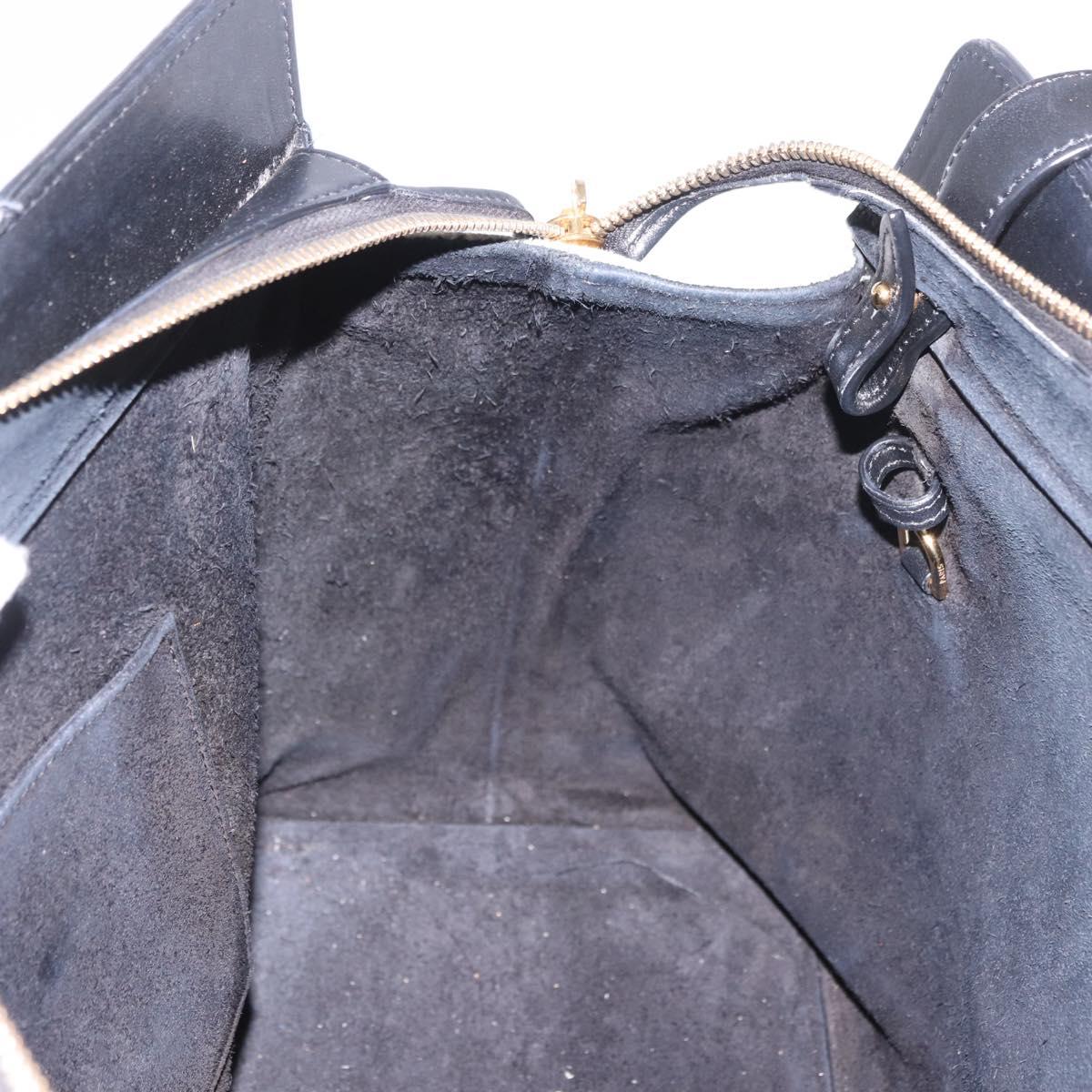 CELINE Cabas De France Hand Bag Canvas Leather 2way Beige Gold Auth 188436