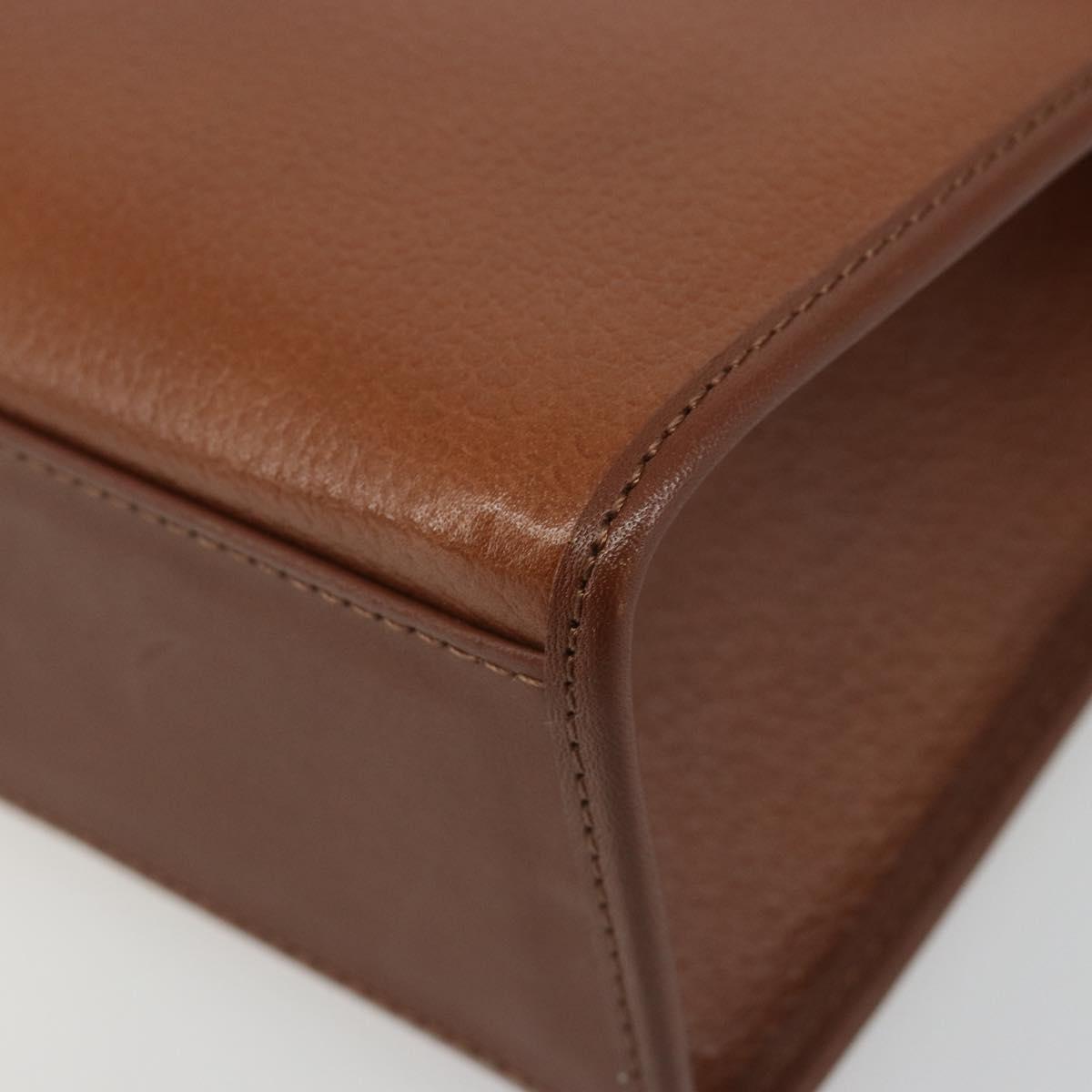 Burberrys Hand Bag Leather Brown Silver Auth 188437