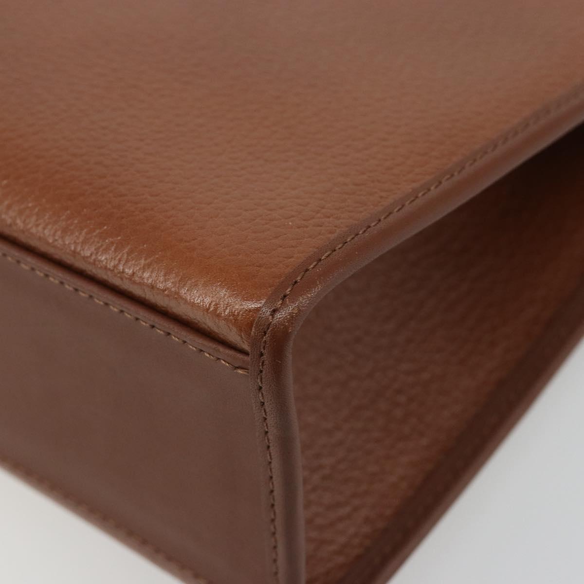 Burberrys Hand Bag Leather Brown Silver Auth 188437