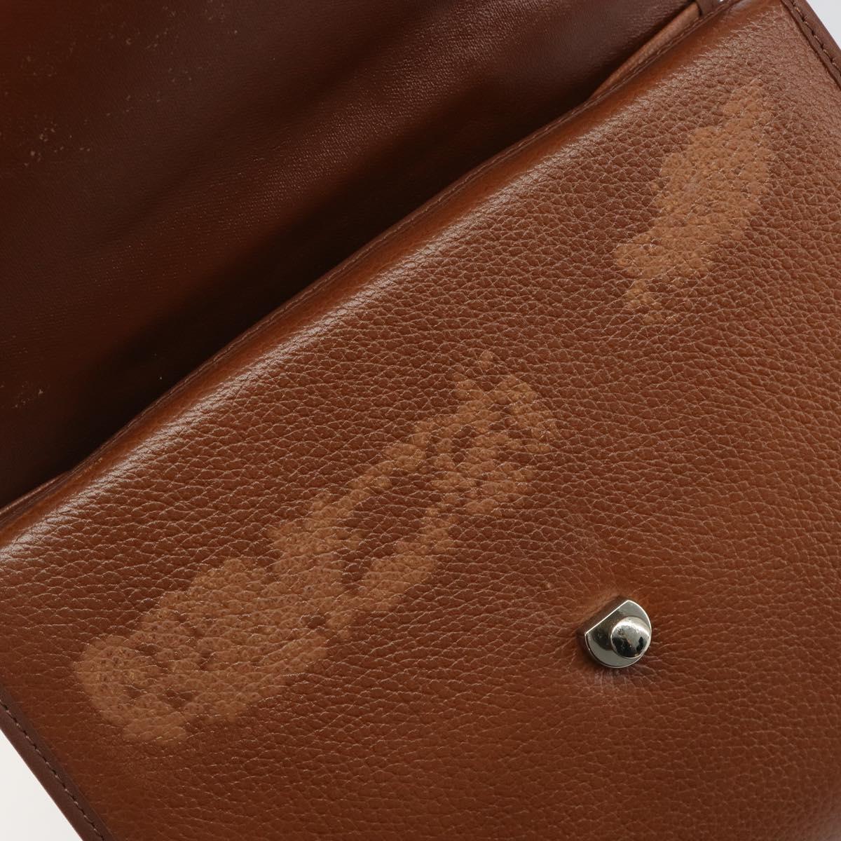 Burberrys Hand Bag Leather Brown Silver Auth 188437