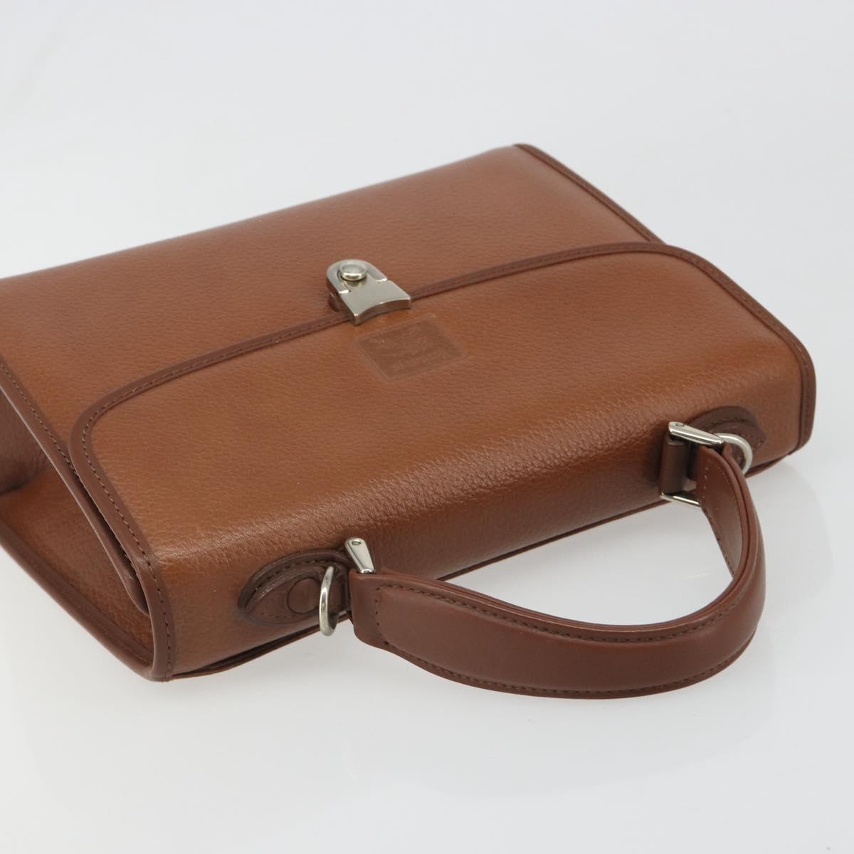 Burberrys Hand Bag Leather Brown Silver Auth 188437